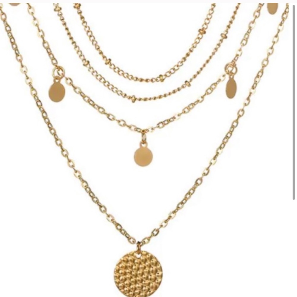 Layered disc chain necklace - Picture 2 of 4
